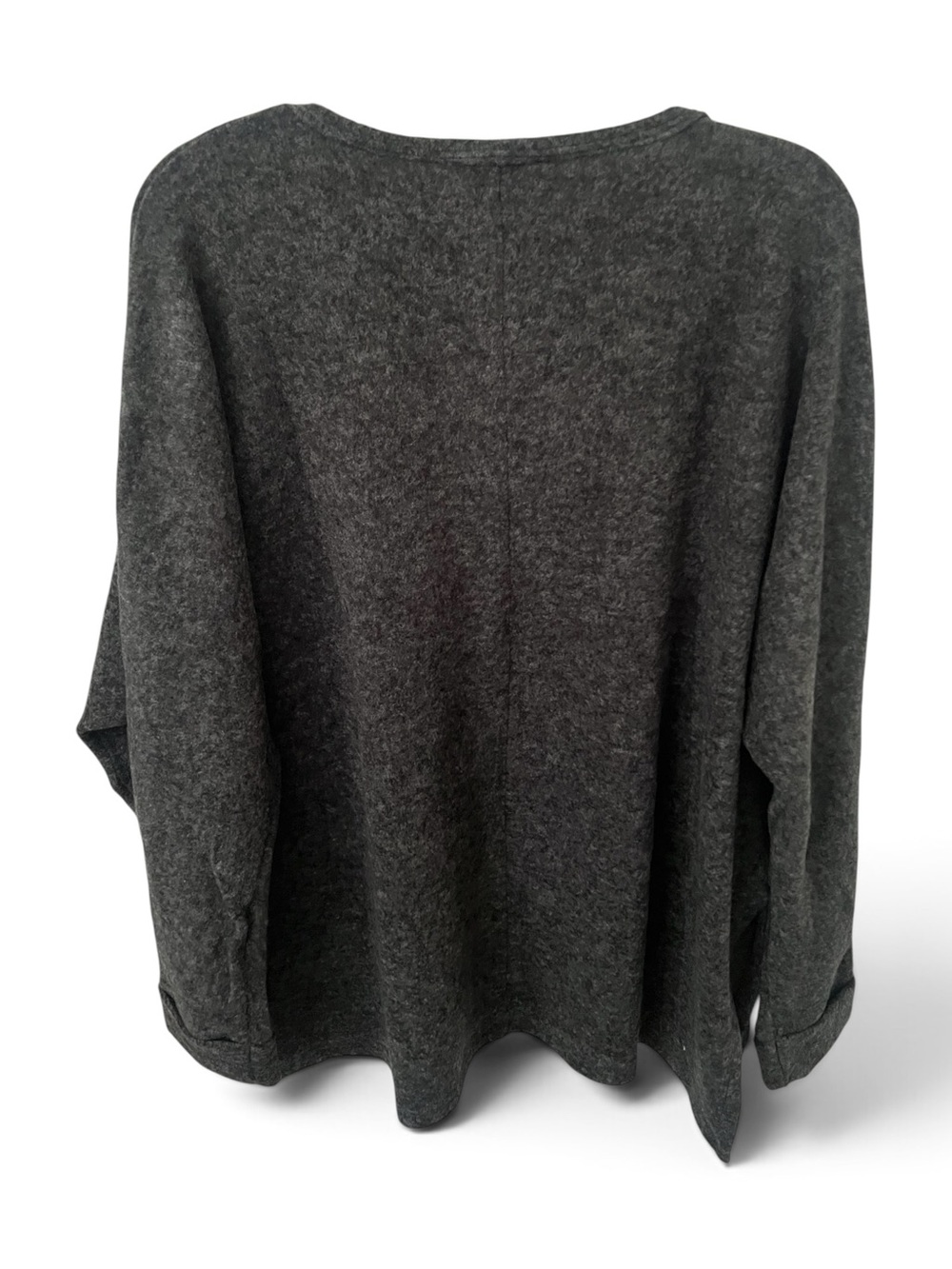 Zenana Outfitters Charcoal V-Neck Center Seam Knit Sweater Shirt - Picture 3 of 5